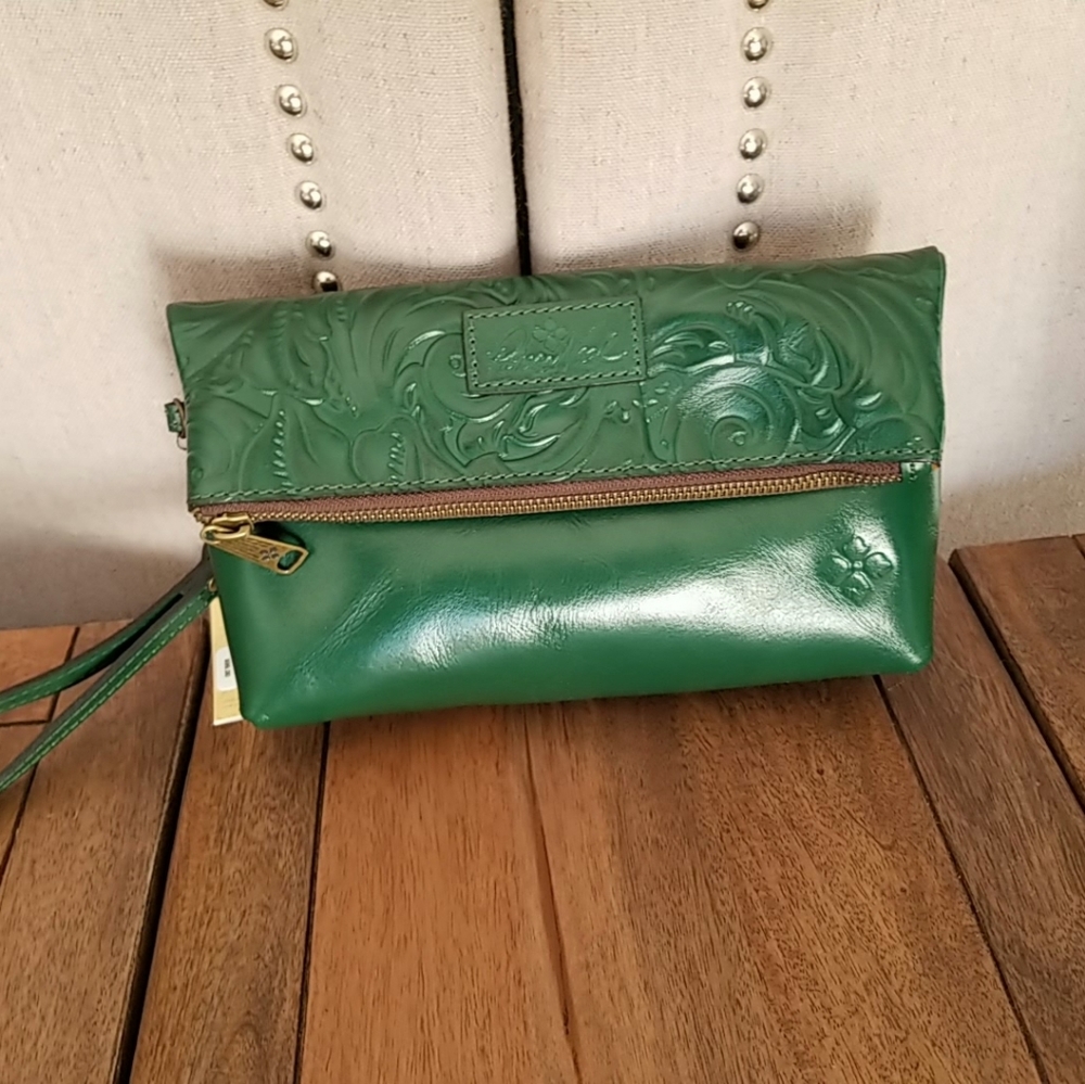 Patricia Nash Valerie Green Leather Clutch